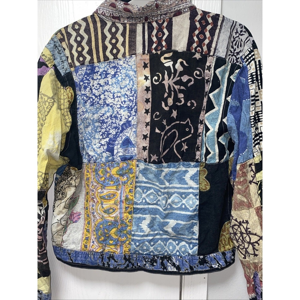 Sacred Threads Patchwork Cotton Jacket Boho Artto Wear M/L Made in India  Artsy - Picture 8 of 11